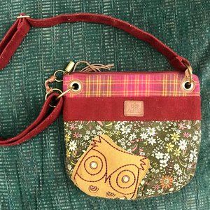 Karma Floral/Plaid Owl Messenger Bag